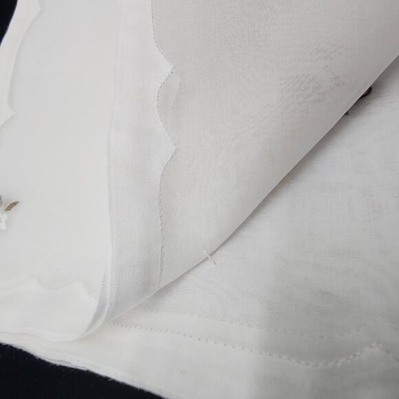 Shear Machine Embroidered Table Runner Mats Napkins Vintage Brown Roses - Picture 5 of 11